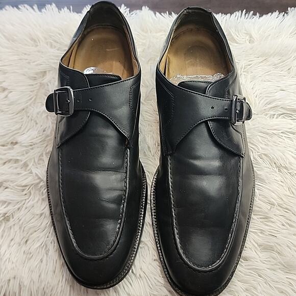 JOHNSTON MURPHY BLACK SHEEPSKIN LEATHER MONKSTRAP DERBYS MENS SIZE 11 - Picture 2 of 16